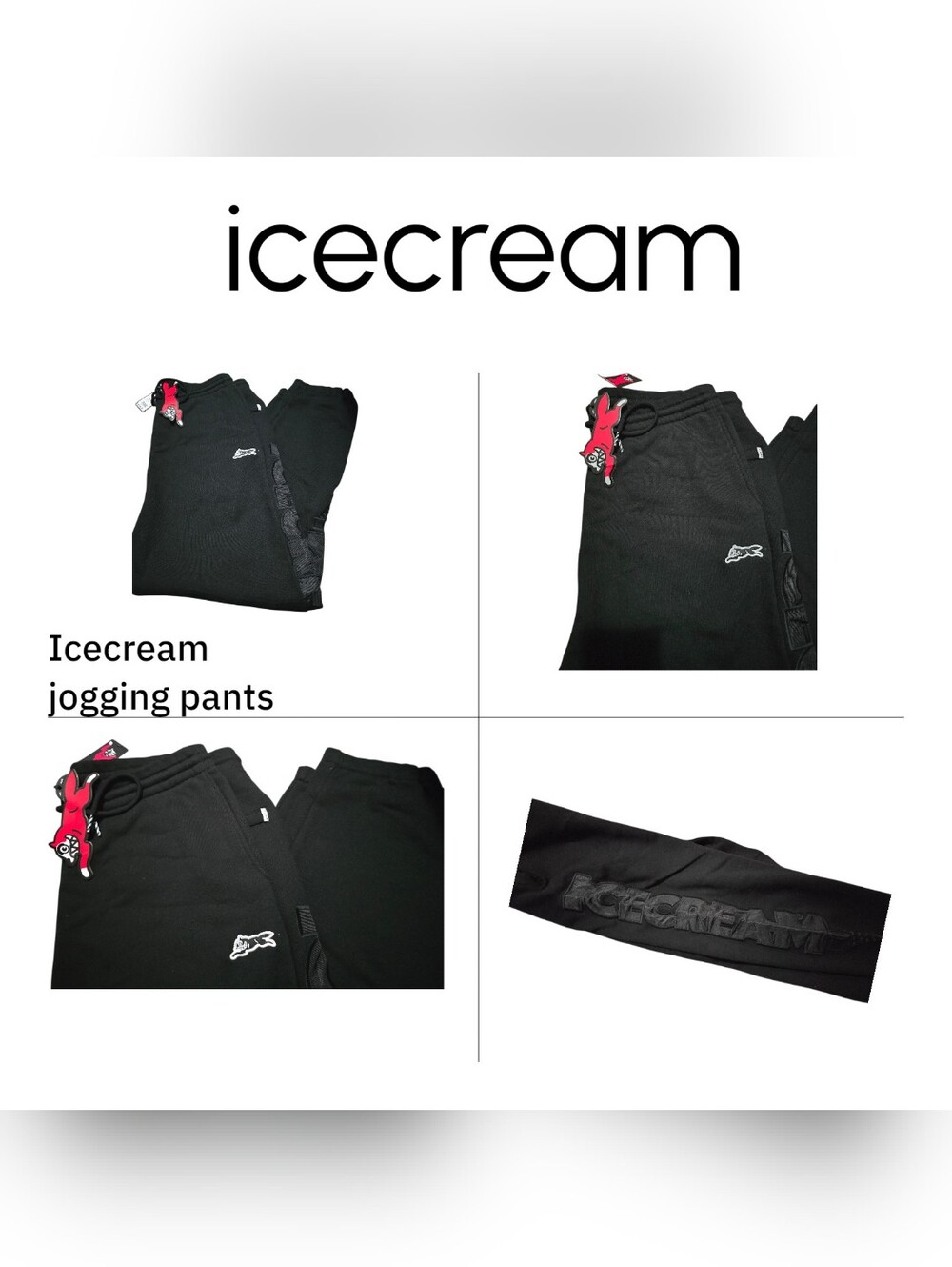 Nwt Icecream Mens Black Jogger Pants with Logo Detail